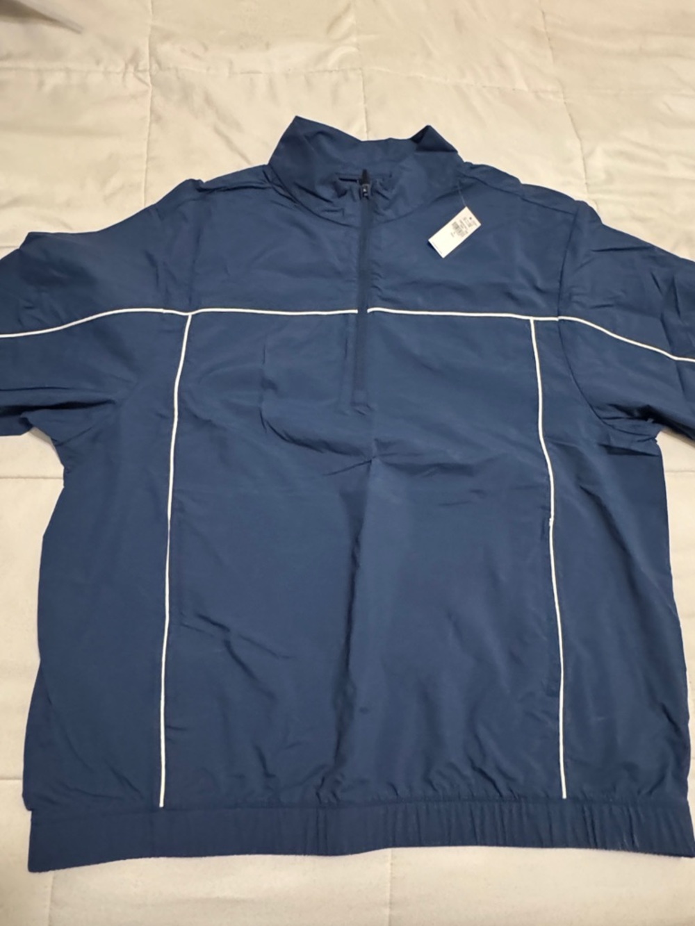 Brand New! Old Navy Men’s Navy Blue Pullover Windbreaker with White Piping- XL